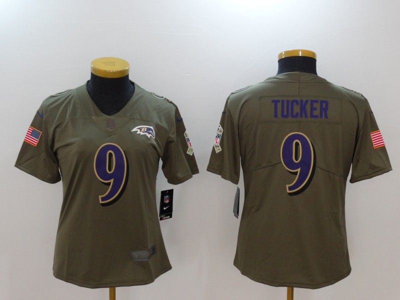 Youth Baltimore Ravens #9 Tucker Nike Olive Salute To Service Limited NFL Jerseys